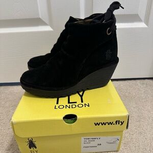 Fly London Black Suede Ankle Booties